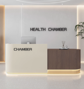 Bureau de réception en bois moderne et durable de luxe léger avec façade incurvée pour magasin de vêtements d'hôtel et salon de beauté - Product Image 6