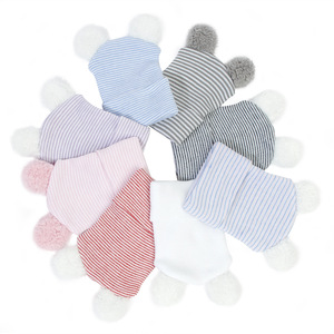 Nouveau Bonnet Turban Rayé en Coton pour Nouveau-né, Chapeau de Naissance pour Bébé Fille, Bonnet Doux à Motif Ours de Dessin Animé pour Tout-petit, Bandeau Chaud pour Bébés - Product Image 1