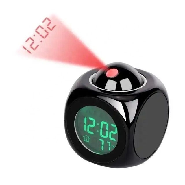 Unique Desktop Electronic LCD Digital Laser Projection Talking Time Table Alarm Clock