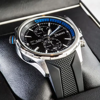 Jam Tangan Pria Mewah Bosst Karet Kronograf Quartz Kaca Mineral Jarum Bercahaya Tahan Air HB Sports Montres Homme
