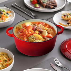 <span class=keywords><strong>Cocotte</strong></span> <span class=keywords><strong>en</strong></span> émail pour four hollandais <span class=keywords><strong>en</strong></span> <span class=keywords><strong>fonte</strong></span> avec couvercle Mochoo avec logo personnalisé batterie de cuisine <span class=keywords><strong>en</strong></span> métal durable - Product Image 6