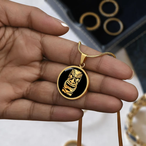 Collar Hawaiano <span class=keywords><strong>Tiki</strong></span> Personalizado de Acero Inoxidable con Esmalte Negro, Joyería con Temática de Surfista para Vacaciones - Product Image 5