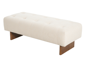 Modern Convertible Adjustable Rectangular Upholstered Tufted Linen Fabric <b>Bench</b> Solid Wood <b>Legs</b> Home Office Bedroom - Product Image 5