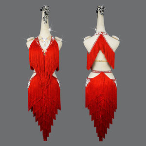 Yetişkin bayanlar etek dans uygulama kostüm Rhinestone püskül kız Latin elbise performans yarışması kadın Latin dans elbise - Product Image 2