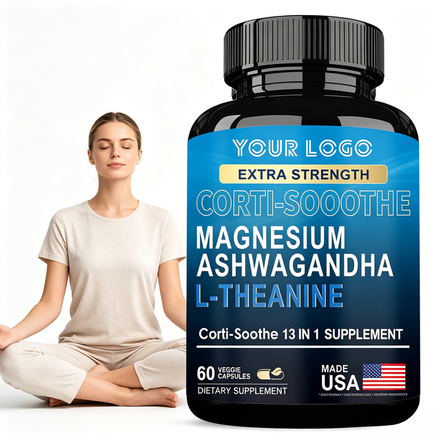 Cortisol Supplements Herbal Blend Magnesium Ashwagandha L-Theanine Capsules Supports Stress Relief Calm Mood Relaxation Adult