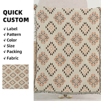 Tapis tissé en coton et polyester écologique, durable, tissé à la machine, motif géométrique moderne, idéal pour les commandes en gros