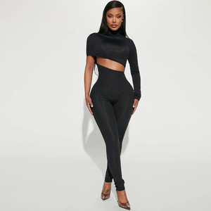 S---L trening dài tay áo maxi Hollow ra Bodycon phụ nữ giản dị một mảnh jumpsuits - Product Image 1