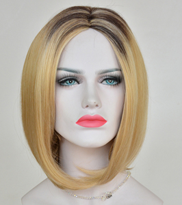 Parrucche Bionde Corte Lisce Effetto Seta, <span class=keywords><strong>Parrucca</strong></span> Bob in Fibra Sintetica Resistente al Calore, Parrucche <span class=keywords><strong>Afro</strong></span> Americane per Donne - Product Image 1