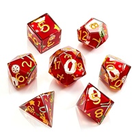 Lot de 7 dés à facettes en résine à bords tranchants, motif Père Noël, pour jeux de rôle D&D, accessoires de jeu