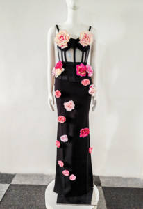 A10430 ugarment الصيف فستان حفلات تصميم جديد 3D الأزهار طول الكلمة فستان حفلة موسيقية أنيق بلا أكمام مكشوف الظهر قطار الاجتياح - Product Image 2