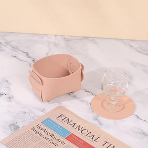 Porte-stylo pliable en cuir, boîte de rangement ronde pour cosmétiques, pour organiser le bureau, petits objets, bijoux, accessoires de maquillage - Product Image 3