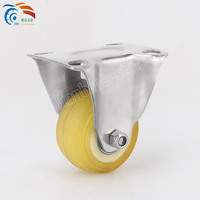 Fourche à roulettes en PU de 3 à 5 pouces en acier inoxydable 304 SS, avec frein et tige filetée, vente en gros