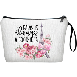 Bolsa de maquillaje con estampado digital simple, bolsa de aseo portátil de viaje con textura de lino de poliéster, regalo perfecto para mamá, <span class=keywords><strong>hermana</strong></span> y amigas - Product Image 1