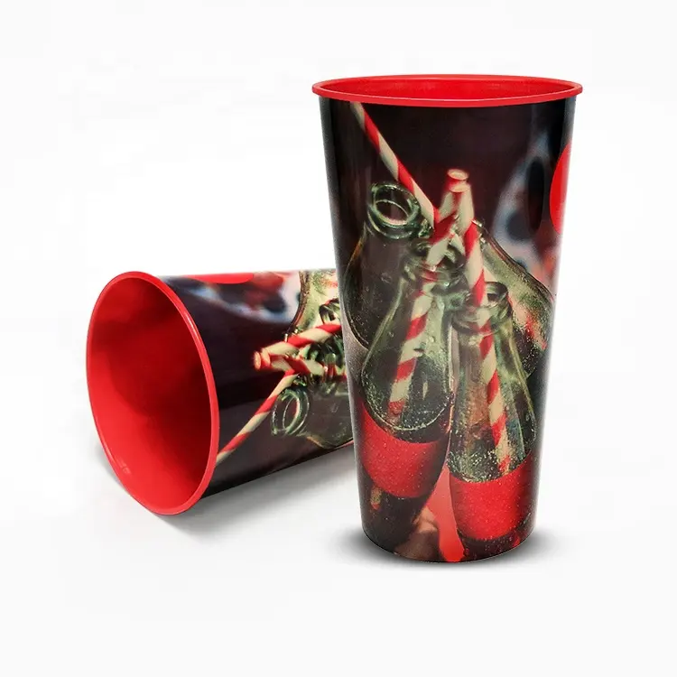 Lincond-vaso de plástico reutilizable con estampado CMYK personalizado, vaso de plástico reutilizable de gran capacidad, 16OZ, 23OZ, 32OZ