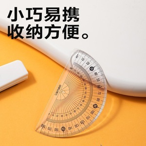 Transportador de ángulos Deli Protractor V232 de acrílico transparente de 180 grados, herramienta de geometría para estudiantes - Product Image 4