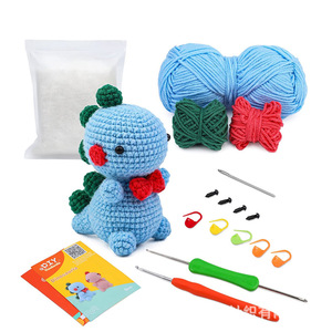 Vente en gros de poupées en peluche <span class=keywords><strong>Dinosauria</strong></span> tricotées au crochet à la main, animaux en peluche, kit tissé, laine, artisanat, poupées au crochet tricotées à la main - Product Image 4