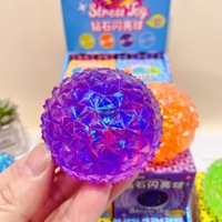 Balle anti-stress transparente à paillettes en forme de diamant, jouet sensoriel pour soulager l'anxiété, jouet fidget 5 cm, convient aux 14 ans et plus