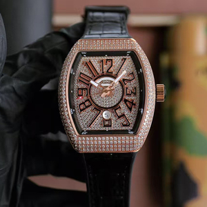 Reloj de Pulsera Mecánico Automático de Alta Gama para Caballero, con Caja Tonneau en Oro Rosa y Diamantes Pavé de Primera Calidad - Product Image 1