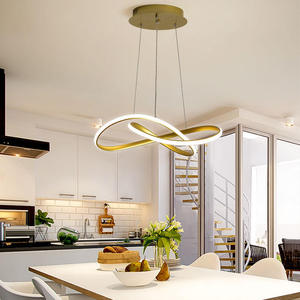 Round Hanging Lamp Modern Aluminum Acrylic Circle Curved Led Ring Pendant <b>Light</b> for Dinning Room - Product Image 2