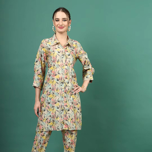 Conjuntos de Pantalones y Blusas para Mujer, Ropa Casual de Primera Calidad, Poliéster Floral Elegante, Kurta de Verano, Mejor Precio del Mercado, Última Moda - Product Image 1