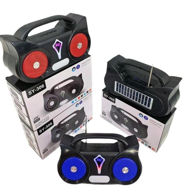 Outdoor Portable Speaker RGB LED Lighting Solar Powered Battery Operated Card Slot Radio Solar Speaker