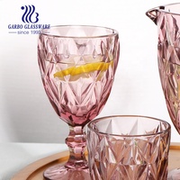 Gobelet à vin en verre violet de haute qualité, couleur unie, 300 ml, fabriqué à la machine, verre épais vintage, verrerie à motif diamant
