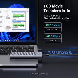 UGREEN M.2 NVMe SATA SSD エンクロージャ アルミニウム 10Gbps USB C 外付けポータブル NVMe M.2 エンクロージャ USB <span class=keywords><strong>3.2</strong></span> Gen2 Thunderbolt - Product Image 2