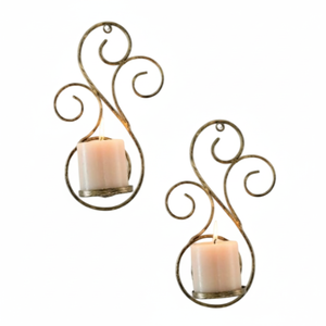Appliques murales modernes et écologiques en métal et fer Bougeoirs de qualité pour la décoration intérieure de Noël Bougeoir au design élégant - Product Image 1