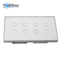 Interrupteur tactile intelligent Wifi Tuya App 8 gang de 147 mm x 86 mm nouvellement développé par Topshine, compatible avec Alexa et Google Home