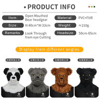 Masque en peluche de chat avec logo personnalisé Masque drôle de tête d'animal d'Halloween avec bouche ouverte pour la mascarade de Noël