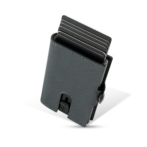 Casekey Real Crossing Pattern Leather <b>Wallet</b> Aluminum Credit Card Holder <b>RFID</b> Protection <b>Men</b> <b>Wallet</b> With Coins Zipper Pocket - Product Image 2
