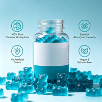 Gummies de créatine monohydrate végétaliennes naturelles – Faible teneur en sucre, 60 unités, pour adultes, pré-entraînement, croissance musculaire et gestion de l'énergie