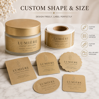 Étiquettes personnalisées pour soins de la peau, étiquettes de pots cosmétiques en feuille d'or mat, autocollants imperméables gaufrés pour emballages de beauté, rouleaux d'étiquettes avec logo