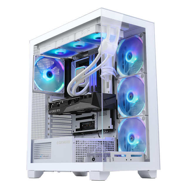 ABKO U3000 WH Steel Mid Tower ATX Gaming Case Pre-installed 140mm ARGB Fan Dual USB 3.0 Type-C Ports Audio Front Ports Tempered