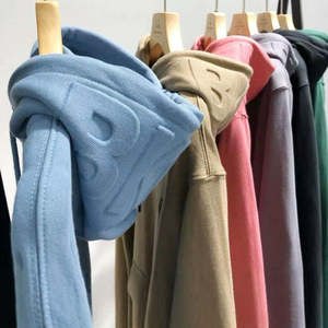 Sweat à capuche en tricot surdimensionné d'hiver avec logo personnalisé en couleur 3D en relief, pull en coton pour homme, streetwear décontracté - Product Image 6