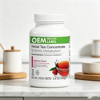 Concentrado de Té de Hierbas OEM Sabor Frambuesa Peso Neto 102g 3.6oz Suplemento Dietético para Adultos No Apto para Mujeres Embarazadas