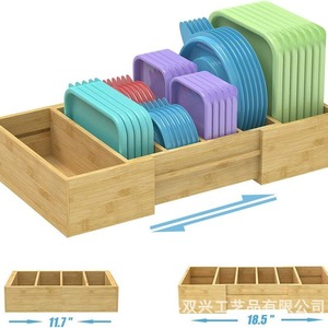 Bamboo Wood <b>Storage</b> <b>Box</b> Rectangular Natural Color Standing Type For <b>Kitchen</b> Countertop Organizers - Product Image 4