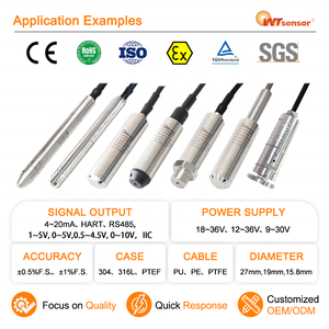 ステンレス鋼圧力センサー＆水位トランスミッター 4-20mA IP68 液体タンク、プール、燃料油、下水用 - Product Image 6