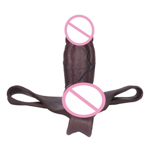 New SXXY Silicone Hollow Penis Sleeve Thong Black Color Dick Extender Wearable <b>Dildos</b> Panty Mens Cock Enlarger Adult Pegging Toy - Product Image 3