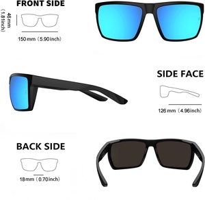 Lunettes de soleil polarisées pour le sport avec monture légère, verres bleus/blancs pour le cyclisme, le cricket, la conduite, la pêche, la course à pied - Product Image 4
