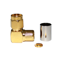 Connecteur coaxial SMA-C-JW5 en cuivre plaqué or, connecteur mâle SMA à angle, sertissage 50-5 câble