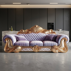Sofá de 3 Plazas de Madera de Teca Sólida Hecho a Mano, Muebles de Sala de Estar de Lujo, Sofá de Madera Tallado a Mano Clásico y Elegante con Asiento Espacioso - Product Image 3