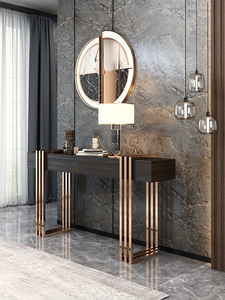 Table <span class=keywords><strong>console</strong></span> d'angle en <span class=keywords><strong>bois</strong></span> avec miroir, design artistique en métal de luxe, pour hall d'hôtel, entrée, salon - Product Image 2