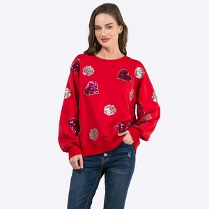 Pullover donna autunno personalizzato felpa donna tinta unita <span class=keywords><strong>paillettes</strong></span> Love Rose Patch Pullover moda Pullover sudore all'ingrosso - Product Image 4