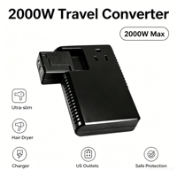 Convertisseur de tension de voyage Foxcan 2 prises US 110V 220V Chargeur universel mondial avec ports USB pour ordinateur portable et smartphone