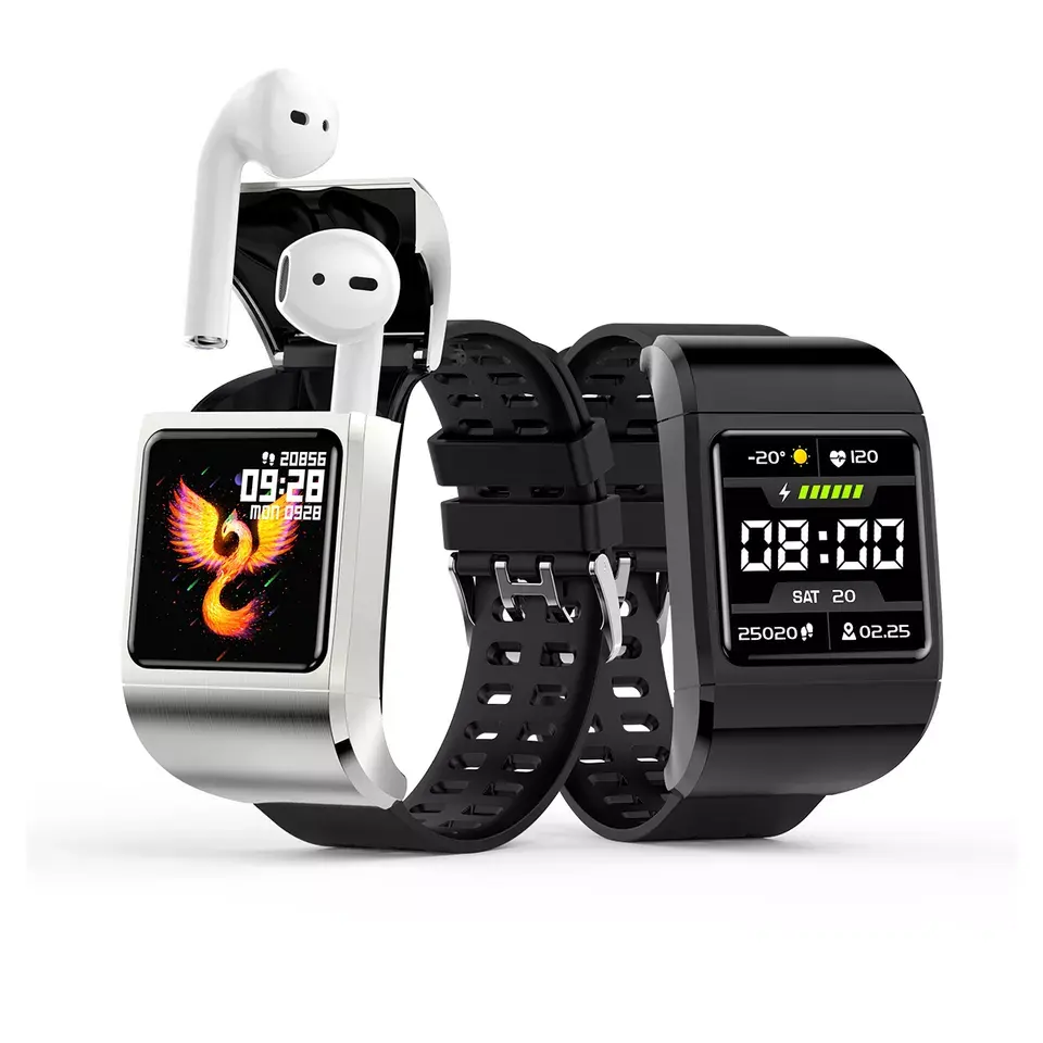 2022 Best Sports 2-in-1 tws Wireless Earphone Smart Watch Heartrate Fitness Tracker Two in One Smartwatch with Earbuds