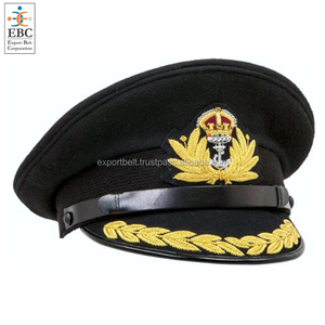 Gorra de Pico de Algodón/PVC/Lana con Bordado Dorado de Capitán Almirante para Hombre SIHAWK OEM, Gorra de Oficial al por Mayor - Product Image 6