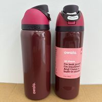 Vaso térmico Owala Dual-drink de 24oz/32oz, un éxito en internet en América del Norte, vaso portátil con tapa abatible y lados rectos.