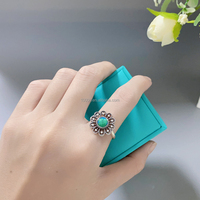 Bague en argent oxydé S925 avec turquoise sertie clos et onyx corail pour femmes et hommes, bijoux de mode pour fêtes, nouveautés