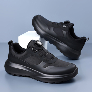 Chaussures <span class=keywords><strong>de</strong></span> course pour hommes, entièrement noires, avec système <span class=keywords><strong>de</strong></span> laçage à boucle rotative, baskets athlétiques, chaussures <span class=keywords><strong>de</strong></span> marche légères, chaussures <span class=keywords><strong>de</strong></span> sport amortissantes - Product Image 4